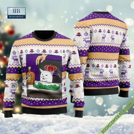 Crown Royal Cat Meme Christmas Ugly Sweater
