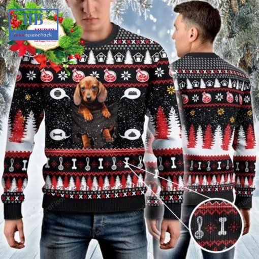Dachshund Baby In Pocket Ugly Christmas Sweater
