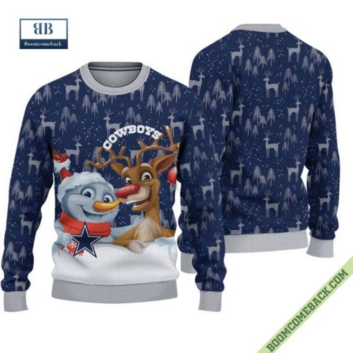 Dallas Cowboys Snowman Reindeer Ugly Christmas Sweater