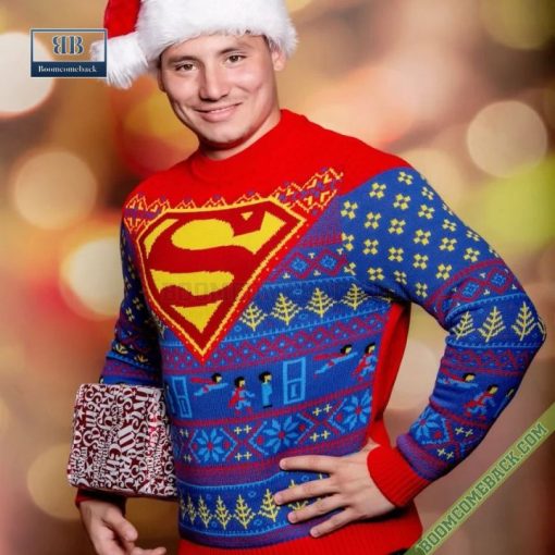 Dc Comics Superman Big Logo Ugly Christmas Sweater