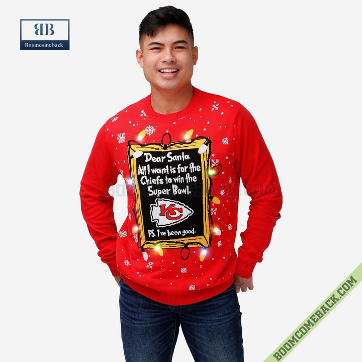 Dear Santa Kansas City Chiefs Win The Super Bowl Ugly Christmas Sweater