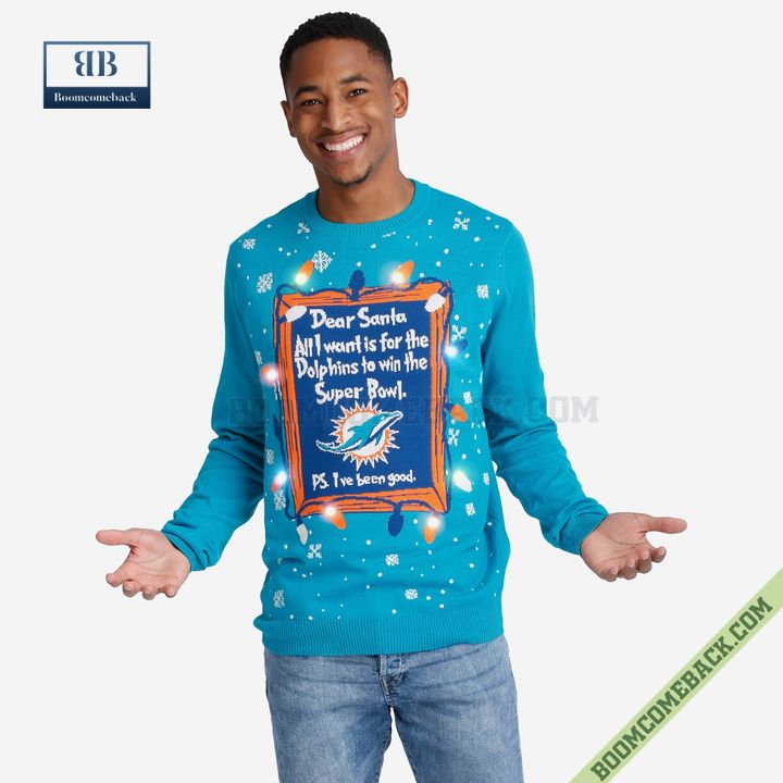 Dear Santa Miami Dolphins Win The Super Bowl Ugly Christmas Sweater