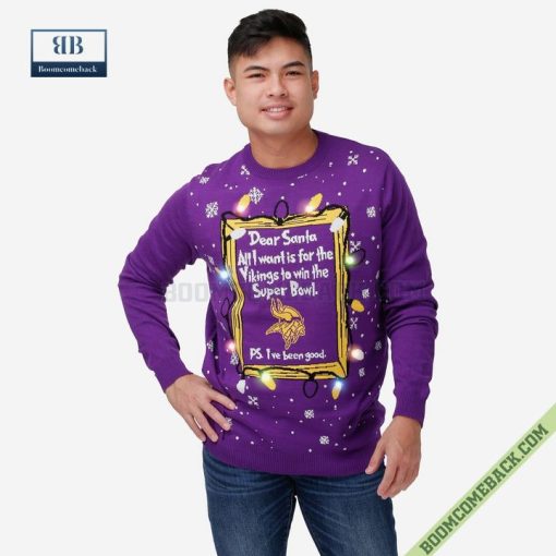 Dear Santa Minnesota Vikings Win The Super Bowl Ugly Christmas Sweater