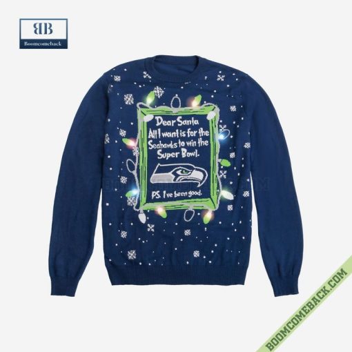 Dear Santa Seattle Seahawks Win The Super Bowl Ugly Christmas Sweater