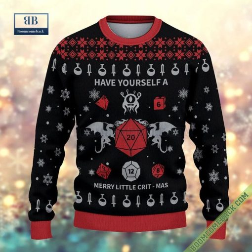 Dungeons And Dragons Have Yourself a Merry Little Crit-Mas Christmas Ugly Sweater