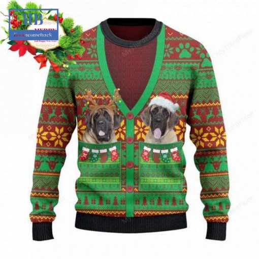 English Mastiff Cardigan Costume Ugly Christmas Sweater