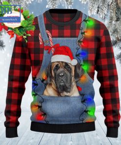 english mastiff denim bib overalls ugly christmas sweater 3 L5erk
