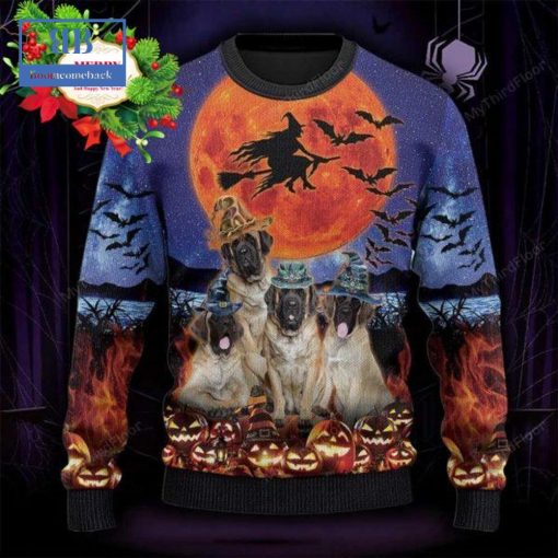 English Mastiff Witch Halloween Ugly Christmas Sweater