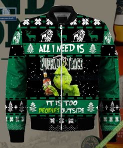 grinch all i need is buffalo trace it is too peopley outside ugly christmas sweater hoodie zip hoodie bomber jacket 4 cgNbP