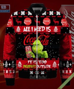 grinch all i need is coca cola it is too peopley outside ugly christmas sweater hoodie zip hoodie bomber jacket 4 64keK