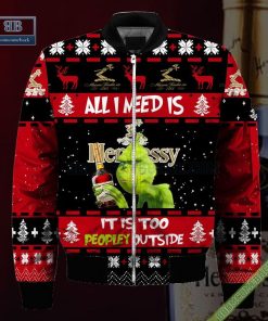 grinch all i need is hennessy it is too peopley outside ugly christmas sweater hoodie zip hoodie bomber jacket 4 zPQKc