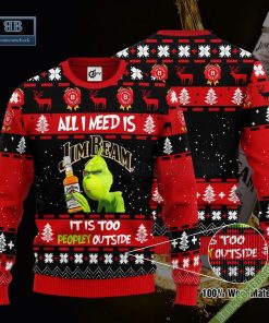 Grinch All I Need Is Jim Beam It Is Too Peopley Outside Ugly Christmas Sweater Hoodie Zip Hoodie Bomber Jacket