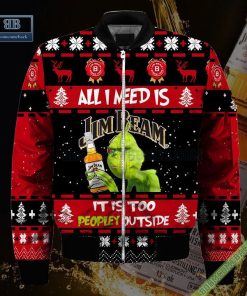 grinch all i need is jim beam it is too peopley outside ugly christmas sweater hoodie zip hoodie bomber jacket 4 PEFje