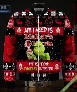 grinch all i need is makers mark it is too peopley outside ugly christmas sweater hoodie zip hoodie bomber jacket 4 kRHAH