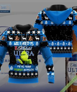 grinch all i need is michelob ultra it is too peopley outside ugly christmas sweater hoodie zip hoodie bomber jacket 2 eoF1e
