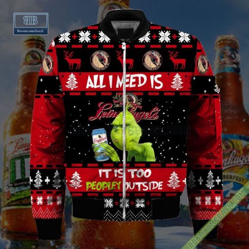 Grinch All I Need Is Stella Artois It Is Too Peopley Outside Ugly Christmas Sweater Hoodie Zip Hoodie Bomber Jacket