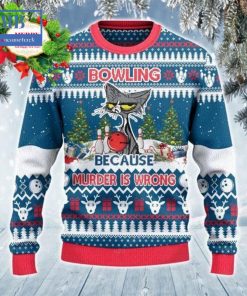 grumpy cat bowling because murder is wrong ugly christmas sweater 3 Mjmgl