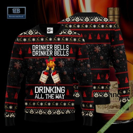 Hennessy Drinker Bells Drinker Bells Drinking All The Way Ugly Christmas Sweater