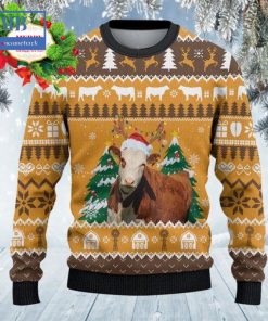 hereford cattle christmas tree ugly christmas sweater 3 jinob