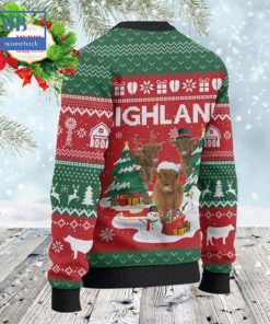 highland cattle christmas tree snowman ugly christmas sweater 5 QPEKK
