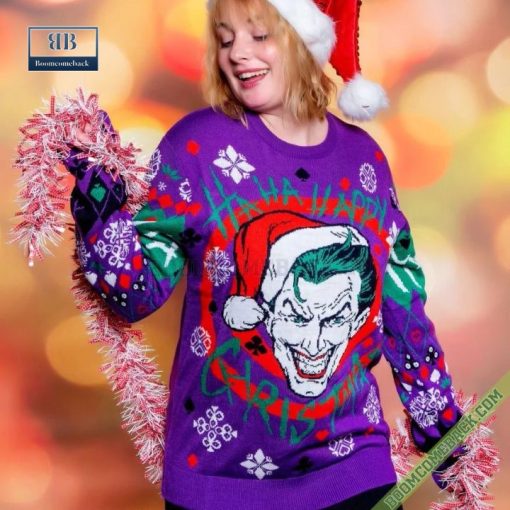 Joker With Santa Hat Ha Ha Happy Christmas Ugly Sweater