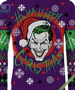 joker with santa hat ha ha happy christmas ugly sweater 7 OiOcK