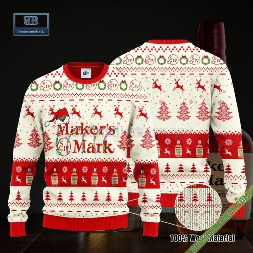 Makers Mark Santa Hat Christmas Ugly Christmas Sweater Hoodie Zip Hoodie Bomber Jacket
