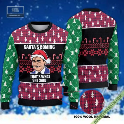 Michael Scott Santa’s Coming That’s What She Said 3D Ugly Sweater