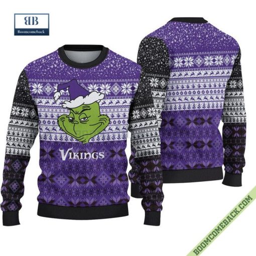 Minnesota Vikings Christmas Grinch Sweater Jumper