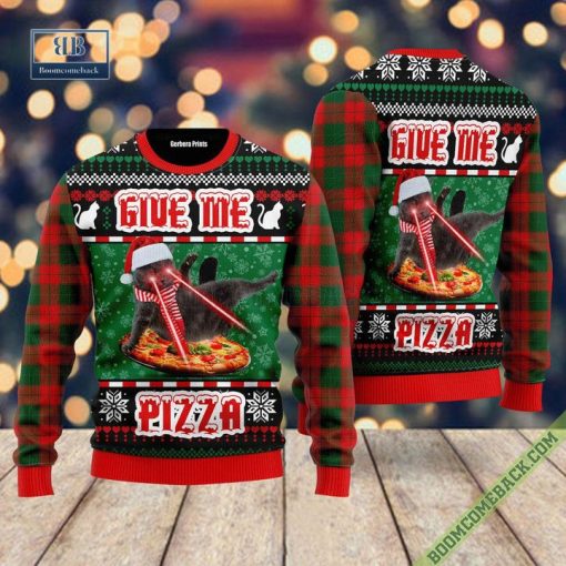 Naughty Pizza Cat Give Me Pizza Ugly Christmas Sweater