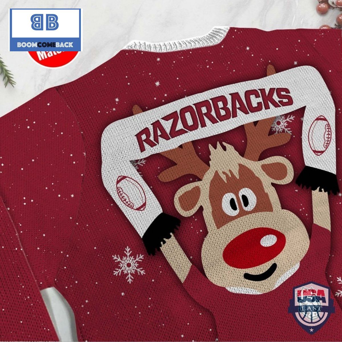 NCAA Arkansas Razorbacks Funny Deer Ugly Christmas Sweater