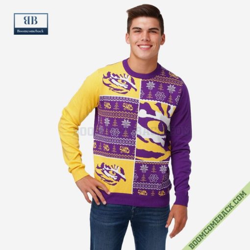 NCAA LSU Tigers Big Logo Ugly Christmas Sweater