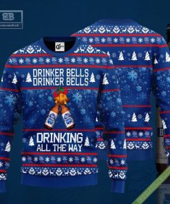 Pabst Blue Ribbon Drinker Bells Drinker Bells Drinking All The Way Ugly Christmas Sweater
