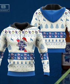 pabst blue ribbon santa hat christmas ugly christmas sweater hoodie zip hoodie bomber jacket 2 WrYF8