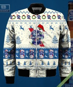 pabst blue ribbon santa hat christmas ugly christmas sweater hoodie zip hoodie bomber jacket 4 auJbs