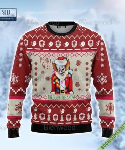 pennywise through the snow christmas halloween 2022 ugly sweater 5 miB7R