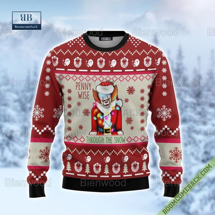 Pennywise Through The Snow Christmas Halloween 2022 Ugly Sweater
