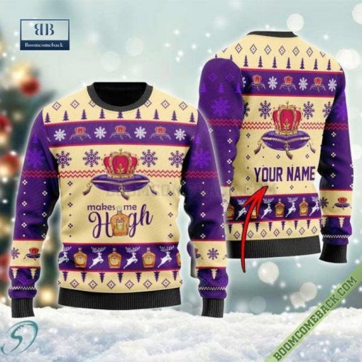 Personalized Crown Royal Makes Me High Christmas Ugly Sweater