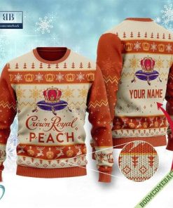 Personalized Crown Royal Peach Ugly Christmas Sweater