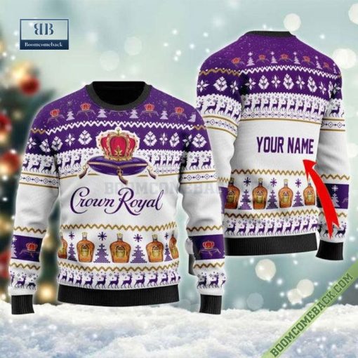 Personalized Crown Royal White Christmas Ugly Sweater