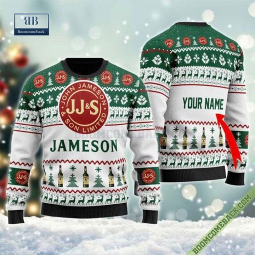 Personalized Jameson Irish Whiskey White Christmas Sweater