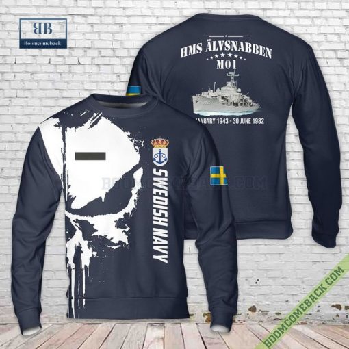 Personalized Swedish Navy HMS Alvsnabben M01 Ugly Christmas Sweater