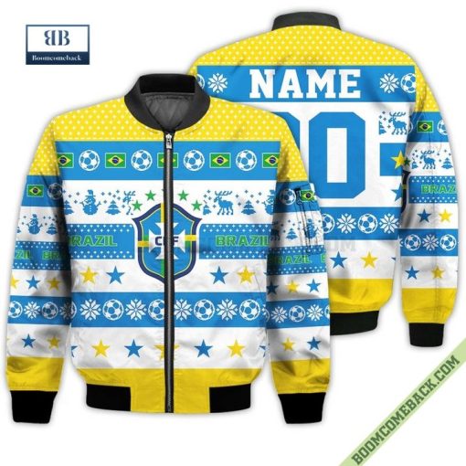 Personalized World Cup 2022 Brazil Soccer Ugly Christmas 3D Sweater