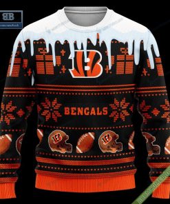 Pesonalized Cincinnati Bengals Snow Custom Name And Number Ugly Christmas Sweater