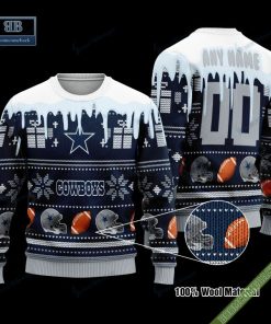 Pesonalized Dallas Cowboys Snow Custom Name And Number Ugly Christmas Sweater