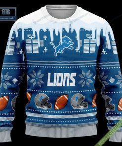 Pesonalized Detroit Lions Snow Custom Name And Number Ugly Christmas Sweater