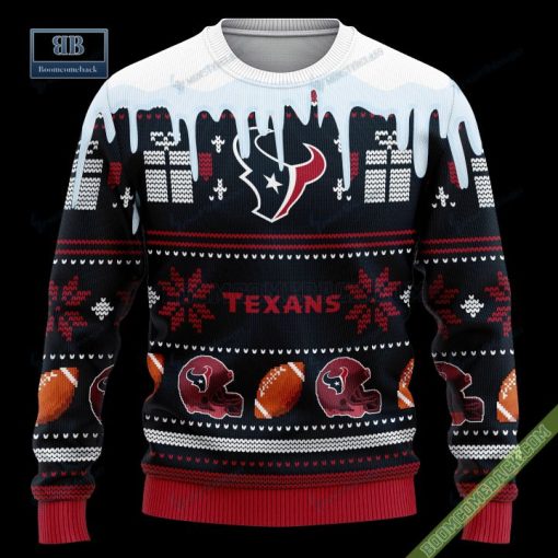 Pesonalized Houston Texans Snow Custom Name And Number Ugly Christmas Sweater