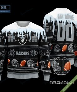 Pesonalized Las Vegas Raiders Snow Custom Name And Number Ugly Christmas Sweater