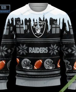 Pesonalized Las Vegas Raiders Snow Custom Name And Number Ugly Christmas Sweater