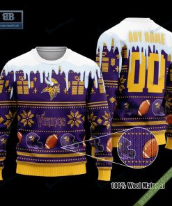 Pesonalized Minnesota Vikings Snow Custom Name And Number Ugly Christmas Sweater